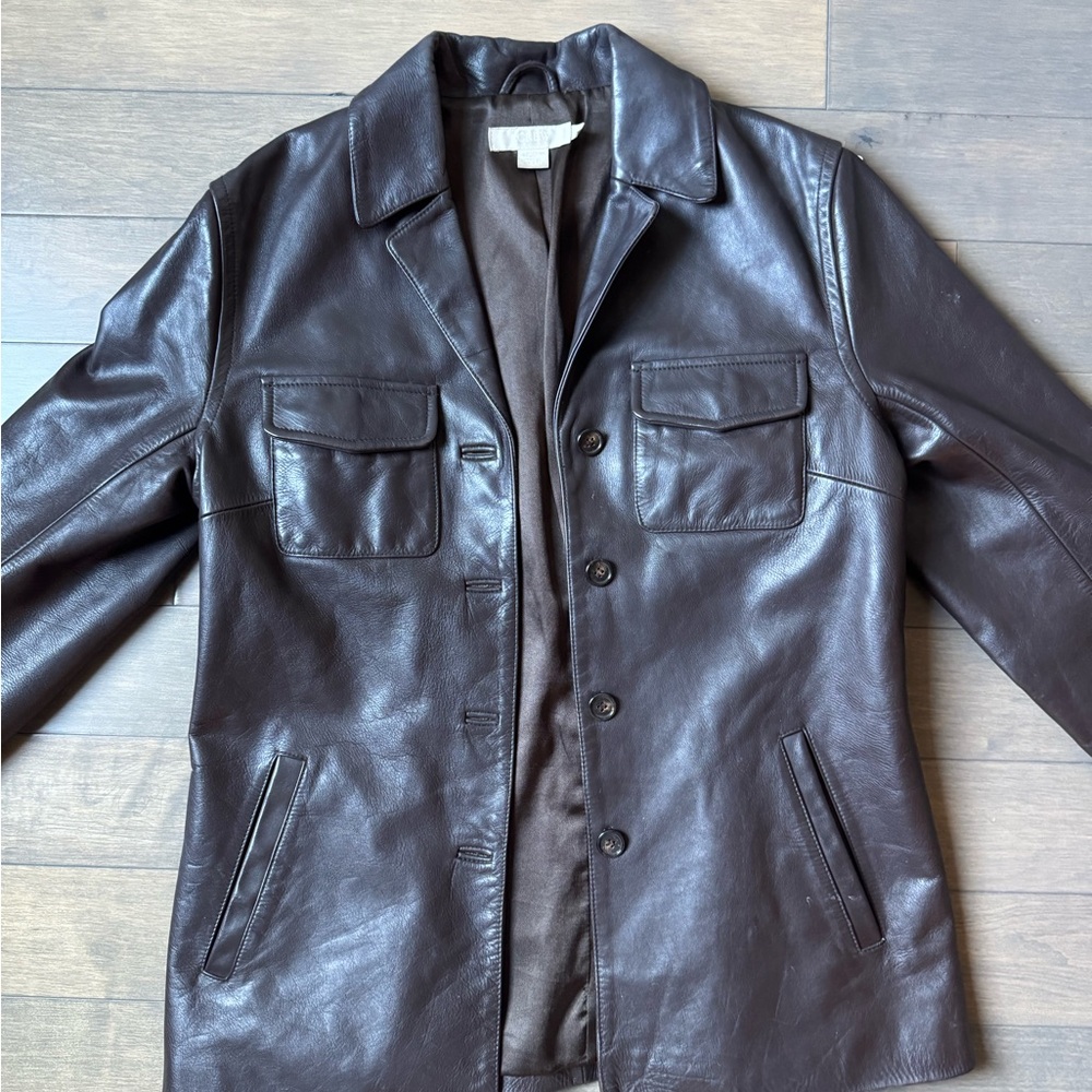 Vintage J. Crew Dark Brown 100% Real Leather Jacket